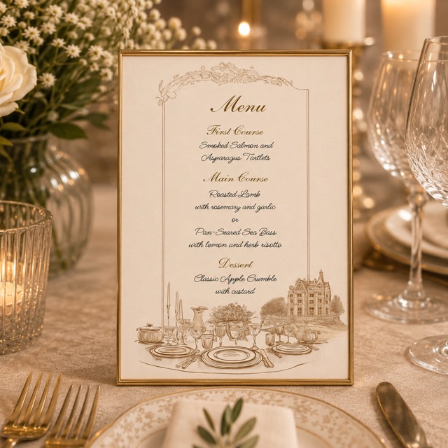 Custom Menu Card Celebration at the Manor Suite