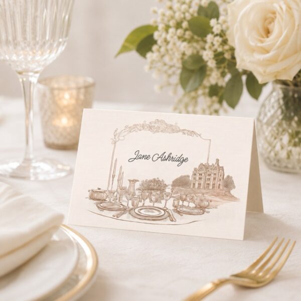 Custom Folded Place Card Celebration at the Manor Suite