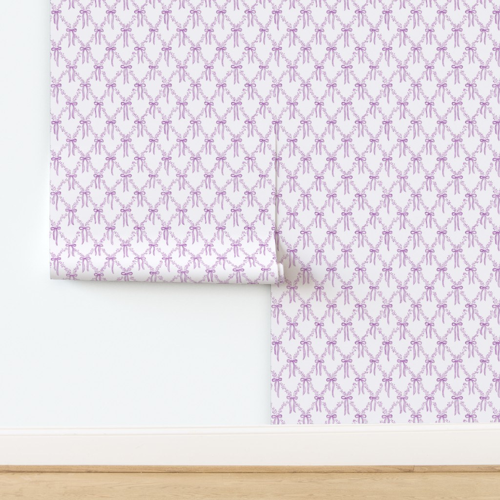 Wallpaper in Bowlette - Bow Garland in a Delicate English Manor Storybook Mood XX