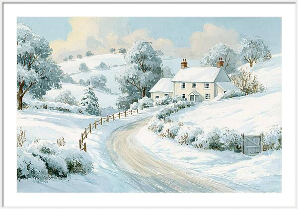 Countryside cottage nestled among snow covered hills and trees Quintessential Home