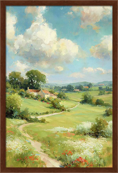Countryside village painting with winding path Quintessential Home
