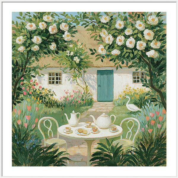 English cottage garden tea party illustration Quintessential Home