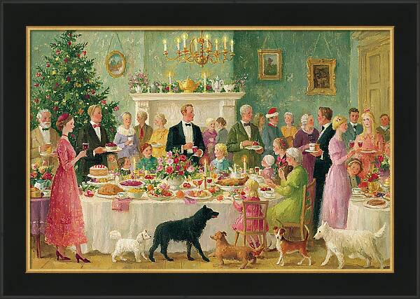 Large family gathering for a traditional holiday dinner Quintessential Home