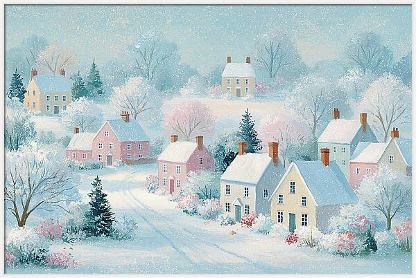 Snowy village with colourful houses Quintessential Home
