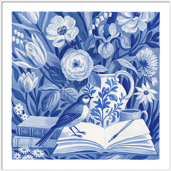 Still life composition featuring a bird on an open book Quintessential Home