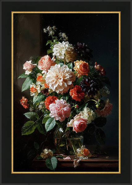 Still life oil painting with Baroque floral bouquet Quintessential Home