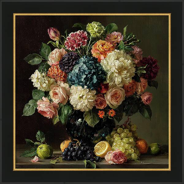 Still life oil painting with vibrant flowers blooming in vase Quintessential Home
