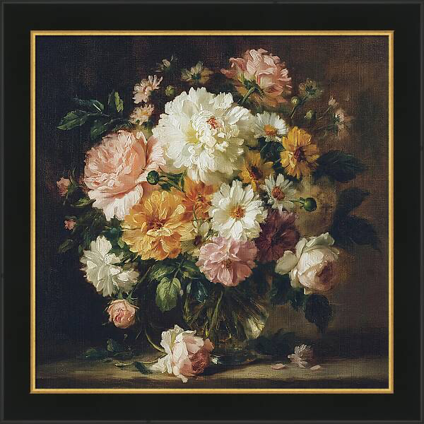 Still life painting featuring a blooming bouquet Quintessential Home
