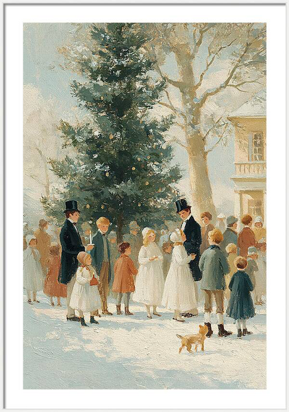 Victorian holiday scene painting showing a group of families Quintessential Home